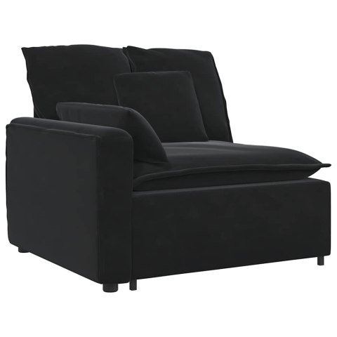 Sofa modułowa z poduszkami aksamitna czerń