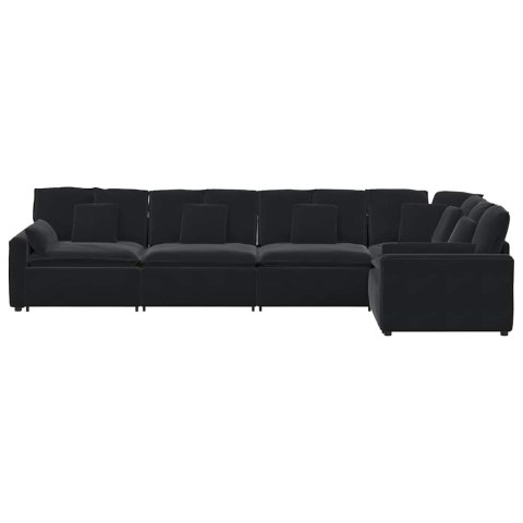 Sofa modułowa z poduszkami aksamitna czerń