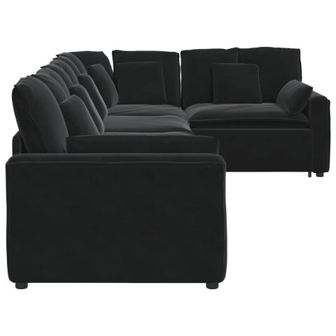 Sofa modułowa z poduszkami aksamitna czerń
