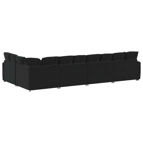 Sofa modułowa z poduszkami aksamitna czerń