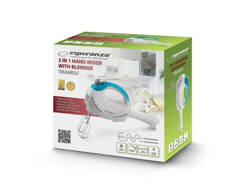 Blender, Mikser ręczny Esperanza TIRAMISU EKM010 (300W; kolor biały)
