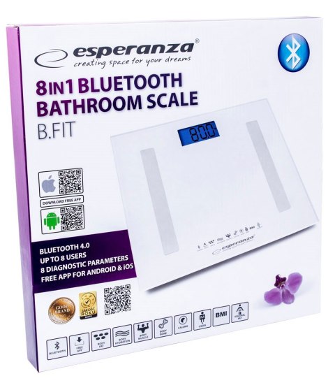 Waga z funkcją bluetooth Esperanza B.FIT EBS016W (kolor biały)