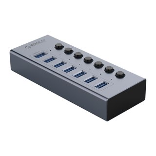 Hub BT2U3-7AB z włącznikami 7x USB-A - szary