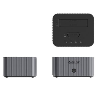 Stacja dokująca IT28E-C z funkcją klonowania na 2 dyski M.2 NVME 2.5'' / 3.5 HDD / 2.5'' SSD - szara