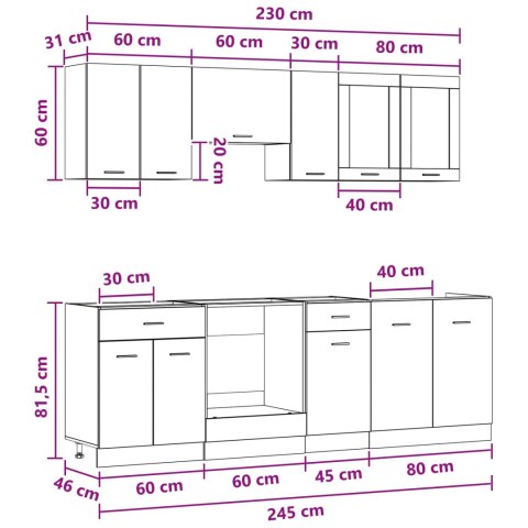 Jednostka kuchenna Lyon 8 pcs Materiał drewnopochodny