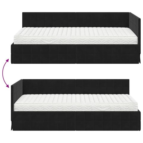 Rama Łóżka Narożnego z Materacem 2 pcs Czarny Aksamit