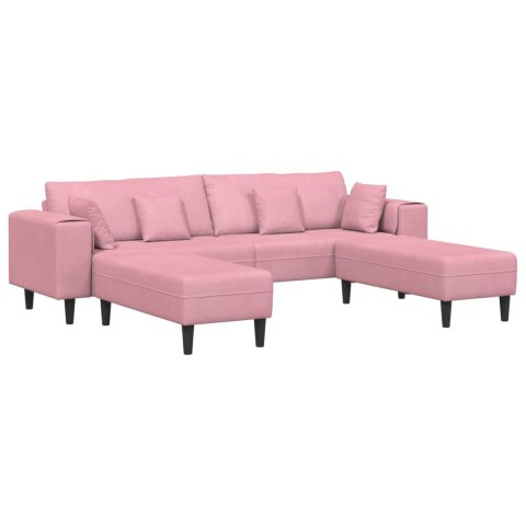 Sofa 3 pcs Różowy 250 x 188 x 76 cm Aksamit