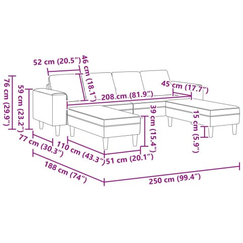 Sofa do salonu 3 pcs Brązowy