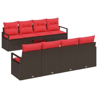 Zestaw Sof z poduszką 9 pcs Beż i Czerwony polirattan