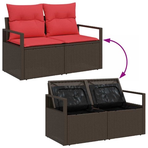 Zestaw Sof z poduszką 9 pcs Beż i Czerwony polirattan
