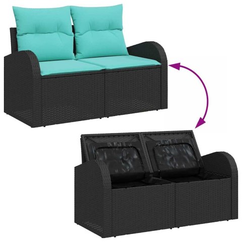 Zestaw Sof na Ogród 7 pcs Czarny polirattan