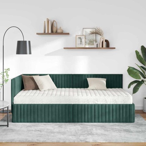 Rama Łóżka Narożnego z Materacem 2 pcs Zielony Aksamit