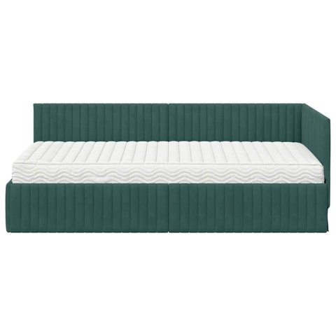 Rama Łóżka Narożnego z Materacem 2 pcs Zielony Aksamit