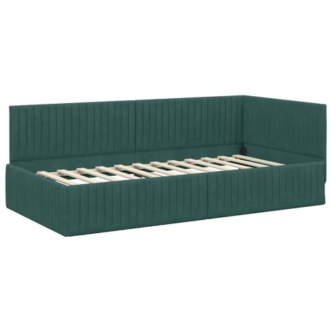 Rama Łóżka Narożnego z Materacem 2 pcs Zielony Aksamit