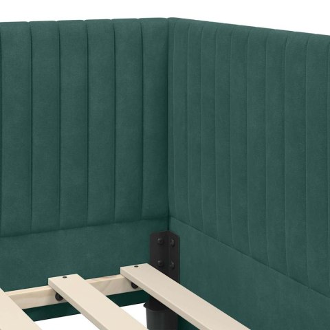 Rama Łóżka Narożnego z Materacem 2 pcs Zielony Aksamit