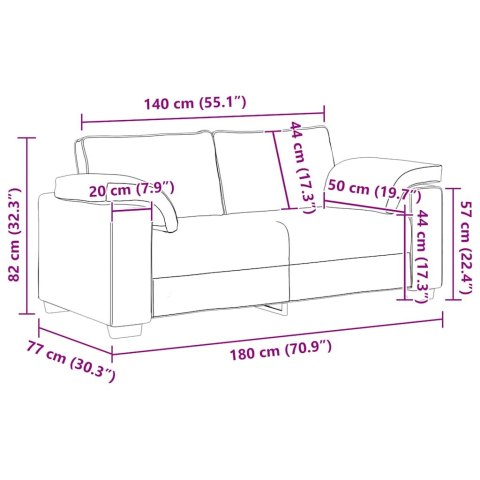 Sofa dwuosobowa, brązowa, 180x77x82 cm, aksamit