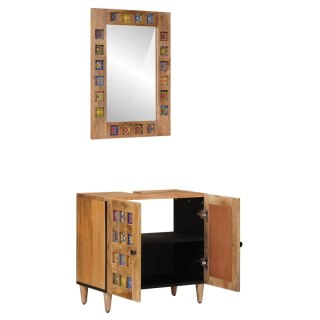 Zestaw mebli łazienkowych 2 pcs Naturalny Drewno z mango