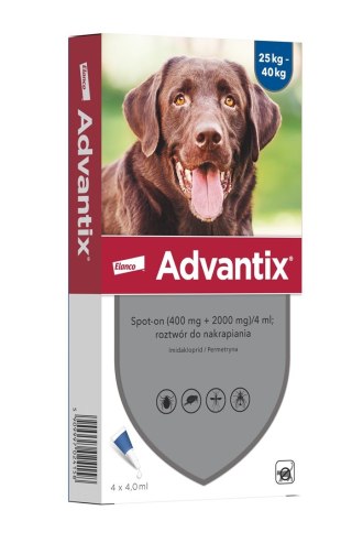 Advantix - Krople przeciw kleszczom dla psa L - 4 x 4 ml