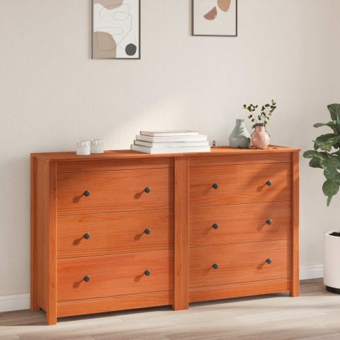 Bufet 2 pcs Woskowy Brąz 140 x 35 x 80 cm Lite drewno sosnowe