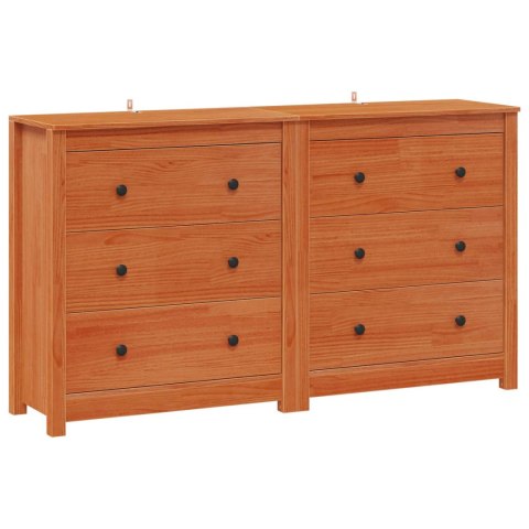 Bufet 2 pcs Woskowy Brąz 140 x 35 x 80 cm Lite drewno sosnowe