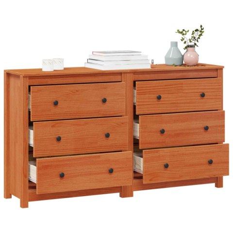 Bufet 2 pcs Woskowy Brąz 140 x 35 x 80 cm Lite drewno sosnowe