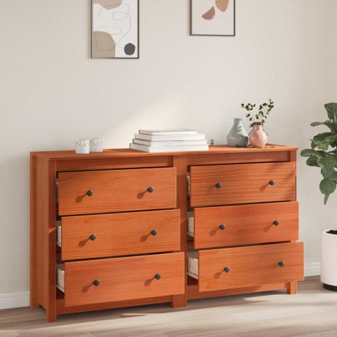 Bufet 2 pcs Woskowy Brąz 140 x 35 x 80 cm Lite drewno sosnowe