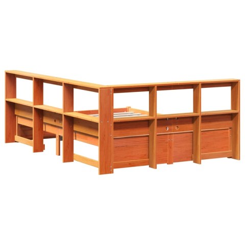 Łóżko z Biblioteczką 2 pcs Woskowy Brąz 200 x 140 cm