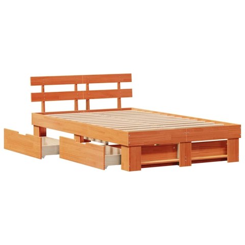 Ramka łóżka Woskowy Brąz 140 x 190 cm Lite drewno sosnowe