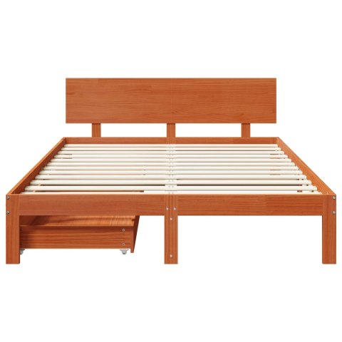 Ramka łóżka Z zagłówkiem 3 pcs Woskowy Brąz Lite drewno sosnowe