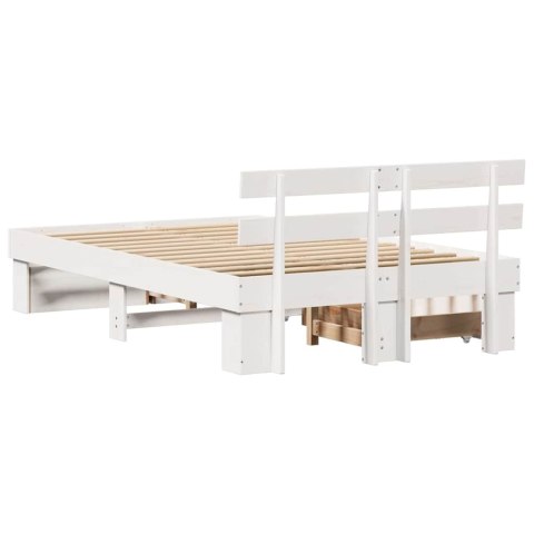 Ramka łóżka Z zagłówkiem Biały 120 x 200 cm Lite drewno sosnowe