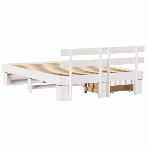 Ramka łóżka Z zagłówkiem Biały 160 x 200 cm Lite drewno sosnowe
