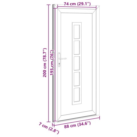 Drzwi Frontowe antracytowy 88 x 200 cm PVC