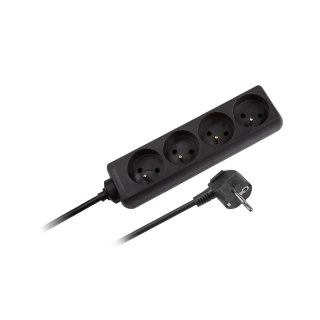 Przedłużacz 4 gniazda 5m typu francuskiego bez przełącznika (3x1,5mm) Rebel czarny