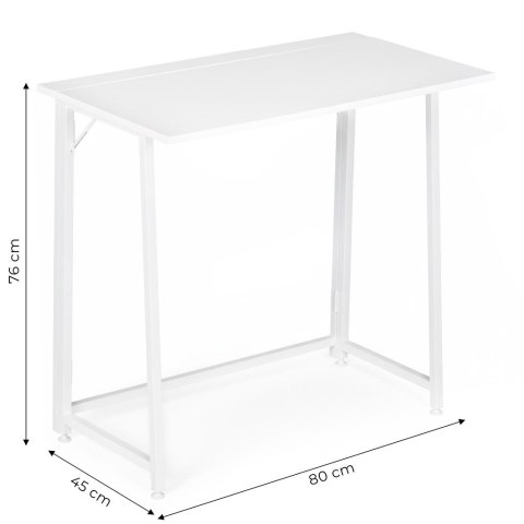 Biurko komputerowe składane 80x45 cm stolik pod laptopa białe ModernHome