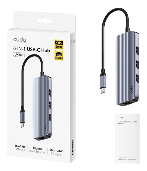 CUDY UH606 6-In-1 USB-C Hub with Gigabit