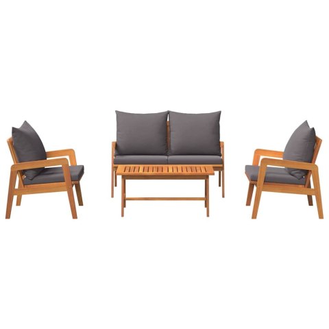 Zestaw bistro z poduszką 4 pcs Brązowy Lite Drewno Akacji