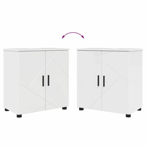 Zestaw mebli łazienkowych z drzwiami 4 pcs Wysoki połysk biały