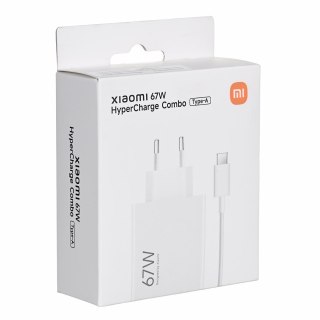 Ładowarka sieciowa Xiaomi 67W HyperCharge Combo (Type-A) EU Wall Charger, USB Type-A port, USB Type-C cable included (1 m), Whit