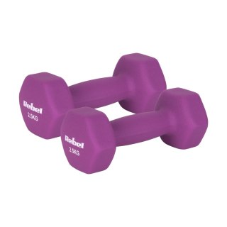 Hantelki żeliwne neoprenowe HEX 2x2.5kg, REBEL ACTIVE