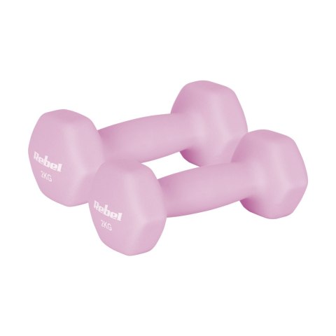 Hantelki żeliwne neoprenowe HEX 2x2kg, REBEL ACTIVE