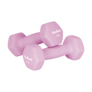 Hantelki żeliwne neoprenowe HEX 2x2kg, REBEL ACTIVE
