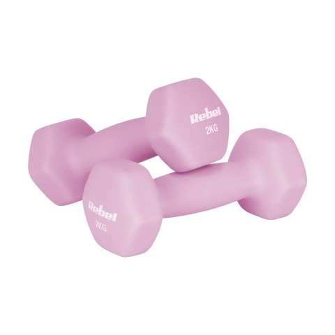 Hantelki żeliwne neoprenowe HEX 2x2kg, REBEL ACTIVE