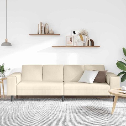 Sofa Kremowy 250 x 77 x 76 cm Tkanina sztruksowa