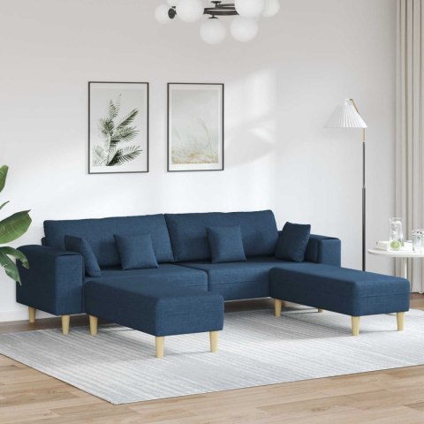 Sofa z poduszką 3 pcs Niebieski tkanina