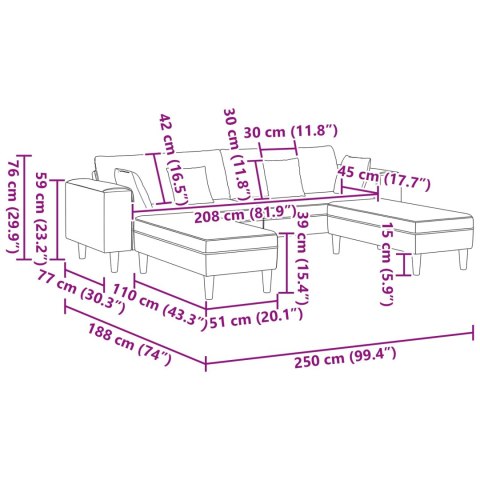 Sofa z poduszką 3 pcs Niebieski tkanina