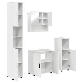 Zestaw mebli łazienkowych z drzwiami 4 pcs Wysoki połysk biały