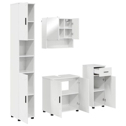 Zestaw mebli łazienkowych z szufladą 4 pcs Wysoki połysk biały