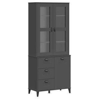 Kredens VIKEN, antracytowy, 80x40x190 cm, lite drewno sosnowe