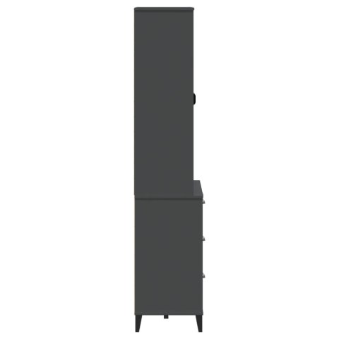 Kredens VIKEN, antracytowy, 80x40x190 cm, lite drewno sosnowe
