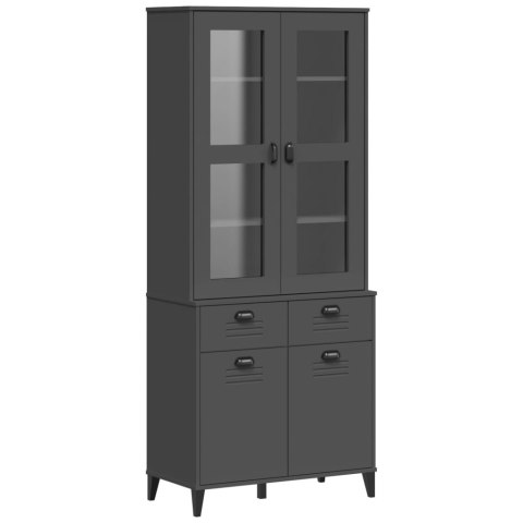 Kredens VIKEN, antracytowy, 80x40x190 cm, lite drewno sosnowe